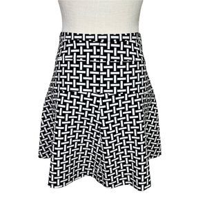 Diane von Furstenberg Fit and Flare Geometric Flounce Mini Skirt Size 10